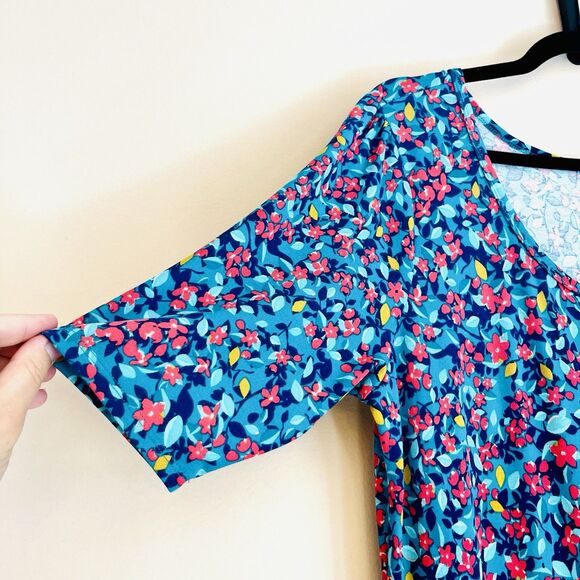 LuLaRoe Ana Long Maxi Dress Turquoise Pink Green Orange Floral 3X 22/24 3XL - Picture 6 of 12